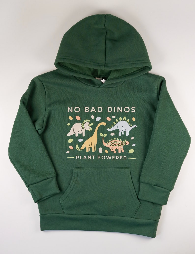 Girls/Boys Hoodie Dinosaur/Animal Inspired Graphic Ethically Sourced Clothing. Choice of Colors image 2