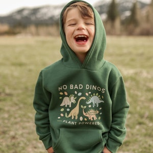 Girls/Boys Hoodie Dinosaur/Animal Inspired Graphic Ethically Sourced Clothing. Choice of Colors image 1