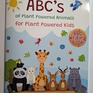 Libro de práctica de escritura para niños - ABC/Alfabeto - Aprendizaje divertido inspirado en veganos/animales