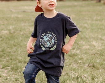 Girls/Boys Short-Sleeve Tee - Vegan/Save Earth Inspired Graphic - Ethically Sourced Clothing. Choice of Colors