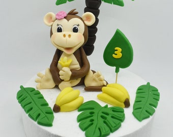 Tortendeko Fondant Affe Monkey Safari Tiere Wildanimal Dschungel Geburtstag Kuchendeko Personalisiert Onlineshop http://www.creativebyvio.de