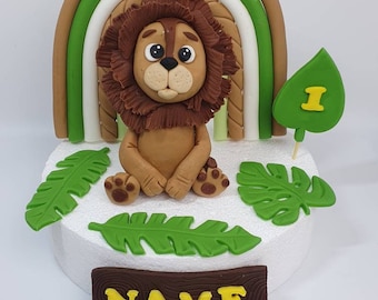 Tortendeko Fondant Löwe Lion Safari Tiere Wildanimal Dschungel Geburtstag Kuchendeko Personalisiert Onlineshop http://www.creativebyvio.de