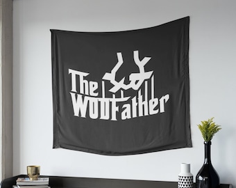 The WODFather Indoor Wall Tapestry, Wall Art, Wall Flag, CrossFit Sign, CrossFit Coach, Trainer Gift, Gym Humor, Gym Decor, Gym Tapestry
