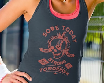 Sore Today Strong Tomorrow Racerback Tank , Gym Tank, Weightlifting Top, Gym Motivation, Gym Lover Gift, CrossFitter Gift, Muscle Mommy