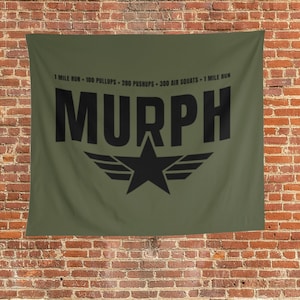 MURPH Indoor Wall Tapestry, Wall Art, Wall Flag, CrossFit Sign, CrossFit Coach, Trainer Gift, Gym Humor, Gym Decor, Gym Tapestry