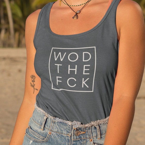 WOD THE FCK Tank, Womens Workout Tank, Racerback Gym Tank, Workout Clothes, Weightlifting Top, Women who Lift, Gym Rat, Weightlifting Gifts