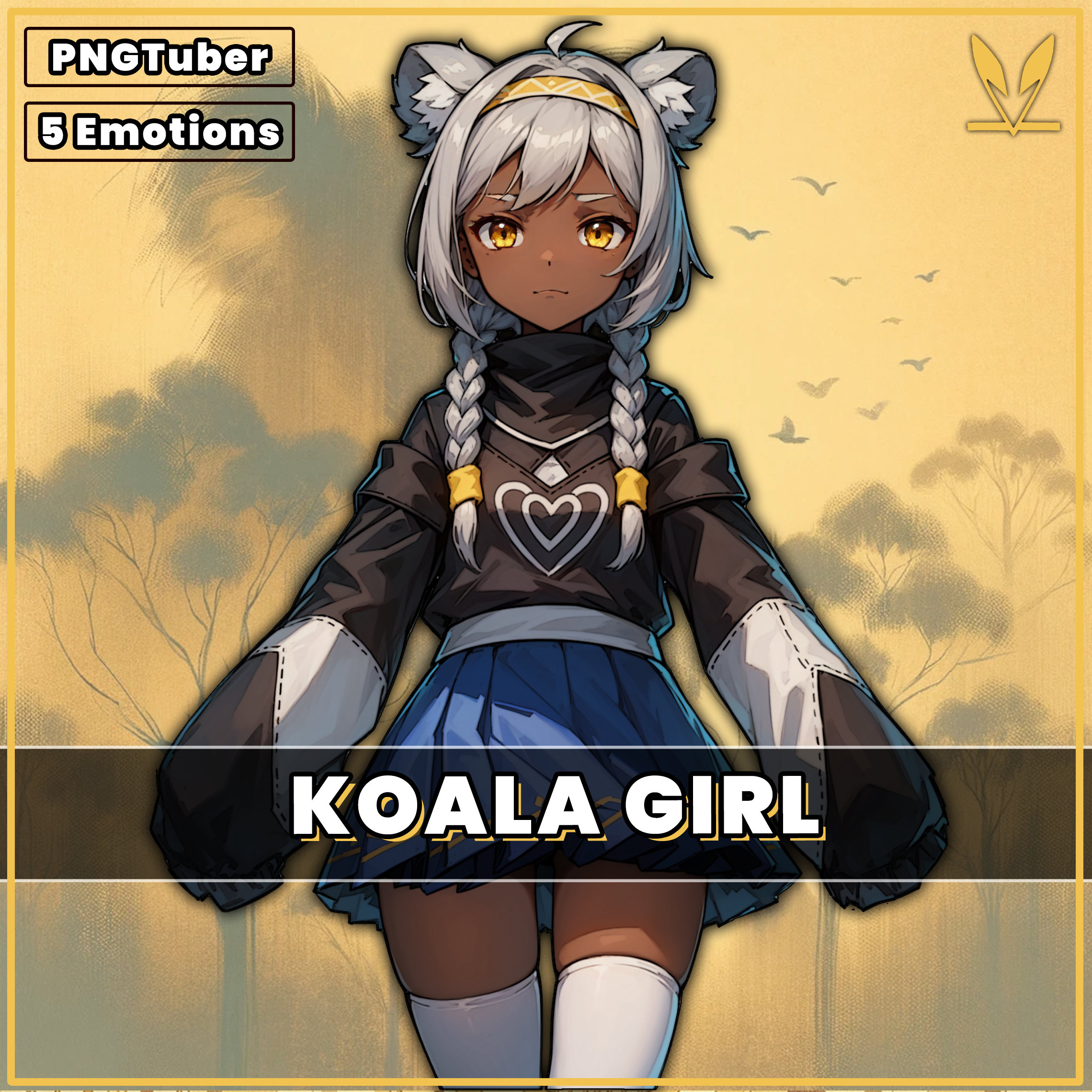 Pngtuber Koala Girl With 5 Expressions Ready to Go. Good for
