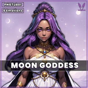 PNGTuber Moon Goddess with 5 Emotions | premade pngtuber girl png model asset tuberdesigns for veadotube