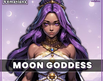 PNGTuber Moon Goddess with 5 Emotions | premade pngtuber girl png model asset tuberdesigns for veadotube