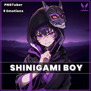 PNGTuber - Shinigami Boy with 5 Expressions ready to go. Good For streaming as a 2D Male pngtuber