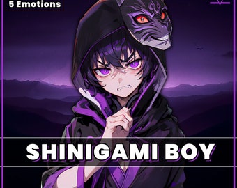 PNGTuber - Shinigami Boy with 5 Expressions ready to go. Good For streaming as a 2D Male pngtuber
