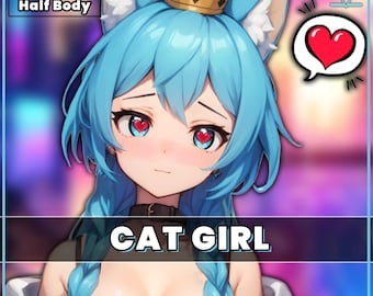 Cat / Fox VTuber Girl for vtube studio as a blue vtuber fox cat girl live2d model