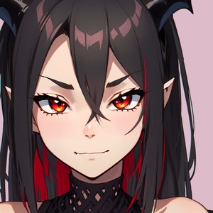 VTuber - Mörk Succubusflicka för vtube studio som en het svart, röd helkropps vtuber demon goth tjej live2d-modell bild 4