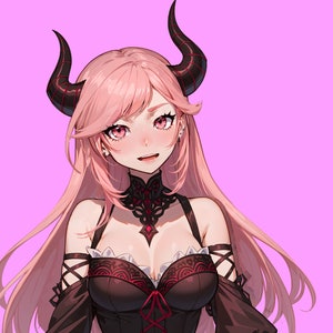VTuber - Rose Succubus Girl for vtube studio as a cute Pink, Red full body vtuber demon goth girl live2d model image 5