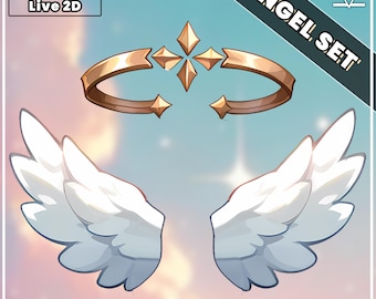 Rigged Live2D Angel Wings and Halo VTuber Asset