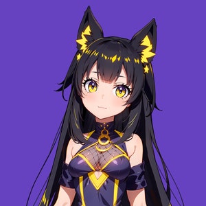 Modelo VTuber Live2d prefabricado Chica gato sombra para vtube studio como un lindo animal vtuber de cuerpo completo amarillo y azul oscuro para uso comercial femenino imagen 5