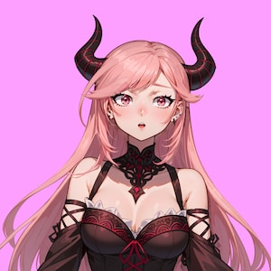 VTuber - Rose Succubus Girl for vtube studio as a cute Pink, Red full body vtuber demon goth girl live2d model image 6