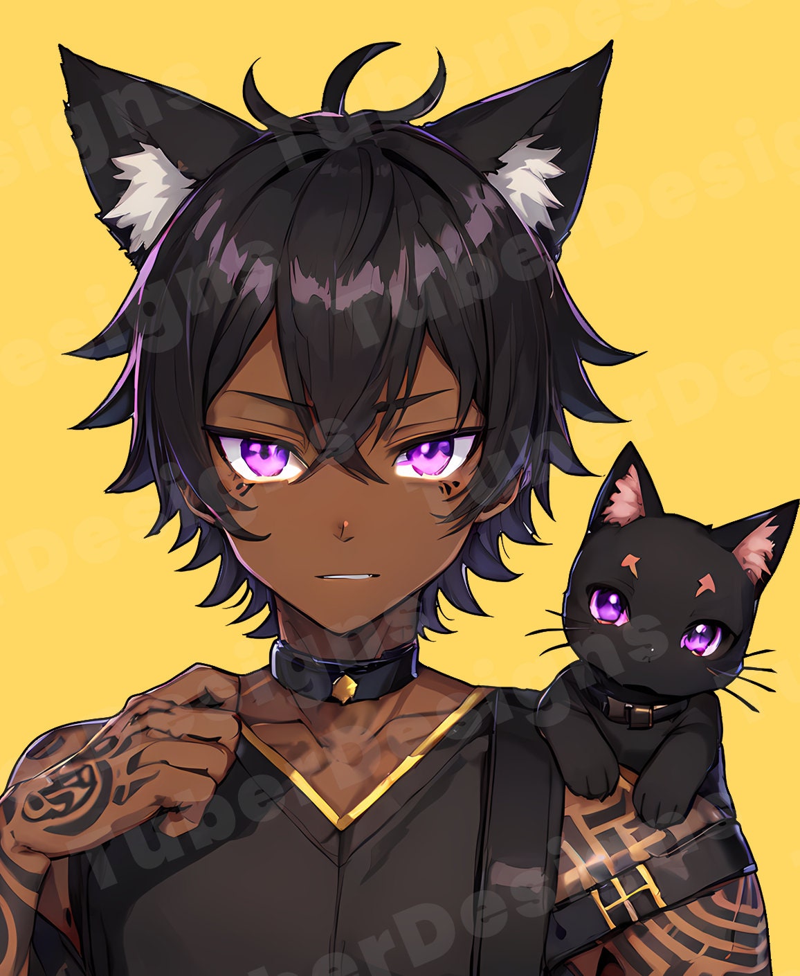 Pngtuber Stray Cat Boy 2D Premade Model With 5 Emotions for