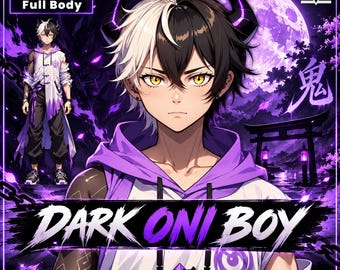 Premade VTuber model male - Dark Oni Boy for vtube studio as a cool full body vtuber male 2d vtuber