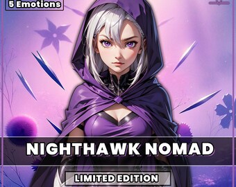 PNGTuber - Nighthawk Nomad with 5 Expressions ready to go. Good For streaming as a 2D girl pngtuber [Limited edition 1/10]