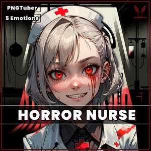 PNGTuber - Horror Nurse Girl with 5 Expressions ready to go for halloween. Good For streaming as a 2D female pngtuber