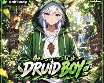 Druid Forest Boy VTuber Model – Premade Live2D Half Body
