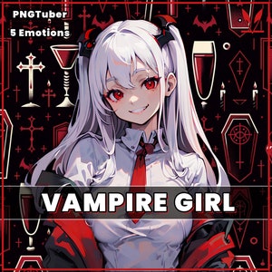 PNGTuber - Cute Vampire Girl | 5 Expressions | premade pngtuber girl png tuber vtuber model asset tuberdesigns for veadotube