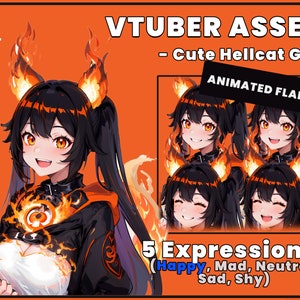 Eldkattflicka GIFTuber – Hellcat djurstreamer, 5 uttryck bild 2