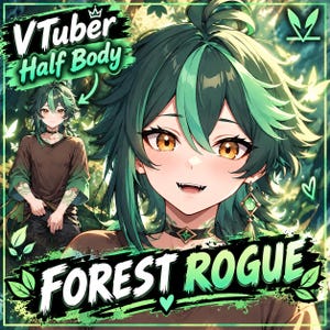 Vtuber, Forest Rogue Boy prêt à l'emploi - Modèle préfabriqué et préconfiguré prêt à être diffusé en streaming - Studio Vtube - Twitch - Usage commercial - Entièrement truqué