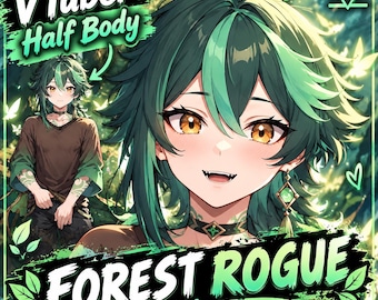 Modello Vtuber pronto all'uso, Forest Rogue Boy - Modello predefinito e preconfigurato, pronto per lo streaming - Vtube Studio - Twitch - Uso commerciale - Completamente riggato