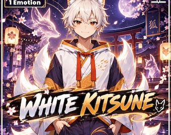 Modello VTuber Kitsune Boy bianco – Live2D, Ninetails