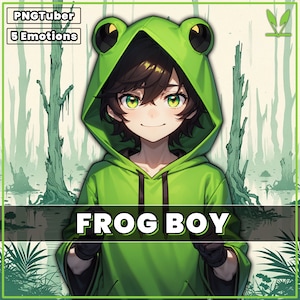 Cute PNGTuber Model | Frog Boy PNGTuber Premade Model | VeadoTube Model | Cute PNG Tuber Model | Vtuber Model, Twitch Reactive PNG, GIFTuber