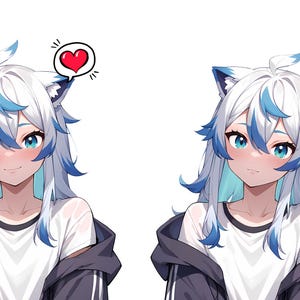 blue wolf vtuber love and question emote