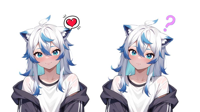 blue wolf vtuber love and question emote