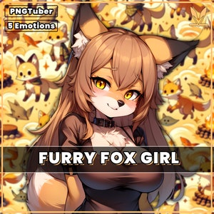 PNGTuber Furry Fox Girl 2D premade model with 3 Variations and each with 5 Emotions for streaming | Veadotube | pngtuber