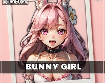 Pink Bunny Girl PNGTuber – 5 Expressions, Ready to Use