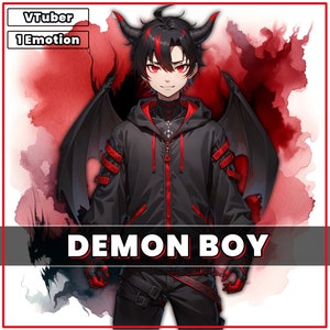 Vtuber model premade live2d Demon Boy | live2d | vtube studio | dark | Streamer | black | Demon Oni Twitch Model | Male | ready to go