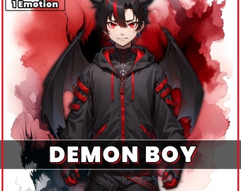 Vtuber model premade live2d Demon Boy | live2d | vtube studio | dark | Streamer | black | Demon Oni Twitch Model | Male | ready to go