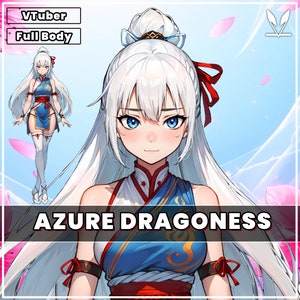 Premade VTuber Model - Azure Dragoness Girl for vtube studio as a blue, white, red full body vtuber martial girl live2d model
