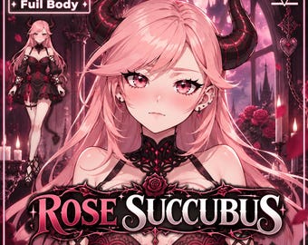 VTuber - Rose Succubus Girl は、vtube studio 用のかわいいピンクと赤の全身 vtuber デーモンゴスガールのライブ2Dモデルです。