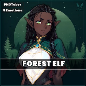 PNGTuber - Forest Elf Girl | 5 Expressions | Premade | Streamer | Elf | 2D Model Assets | Veadotube | Twitch | pngtuber