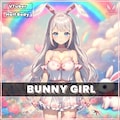 VTuber - Cute Bunny girl for vtube studio as a pink, white half body vtuber animal female live2d model with customizable colors product logo