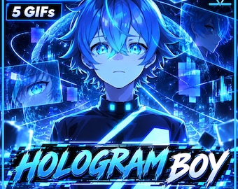 Hologrampojke PNGTuber | 2D VTuber-modell med 5 känslor