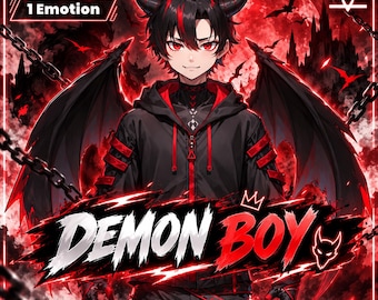悪魔少年VTuberモデル｜配信準備完了、Live2D、ダーク鬼デザイン