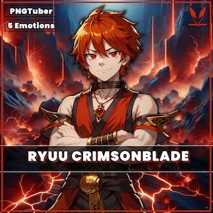 PNGTuber Ryuu Crimsonblade premade male pngtuber