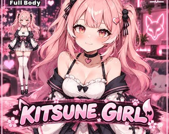 VTuber - ピンクのキツネ少女は、VTuber Studio向けのかわいいピンクの全身VTuber猫狐少女Live2Dモデルで、カスタマイズ可能です。
