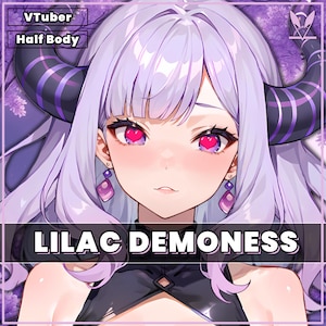 VTuber - Purple Demoness Succubus Girl for vtube studio as a cute Purple, white half body vtuber demon goth girl live2d model