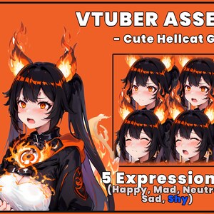 Eldkattflicka GIFTuber – Hellcat djurstreamer, 5 uttryck bild 3