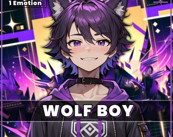 VTuber - Purple Wolf Boy | live2d | Animal | Streamer | Wolf | Animal Model | VTube studio | VTuber | Male