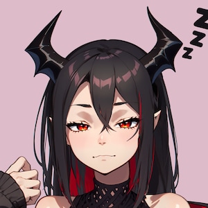 VTuber - Mörk Succubusflicka för vtube studio som en het svart, röd helkropps vtuber demon goth tjej live2d-modell bild 8